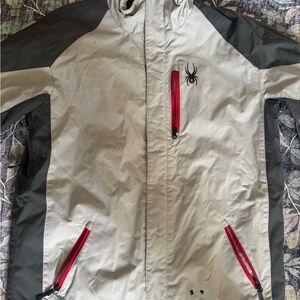 Spyder Men's Beige and Red Ski Jacket